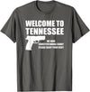 Welcome To Tennessee Bear Arms Gifts Welcome To Tennessee Pro Gun T-Shirt - Asphalt Grey
