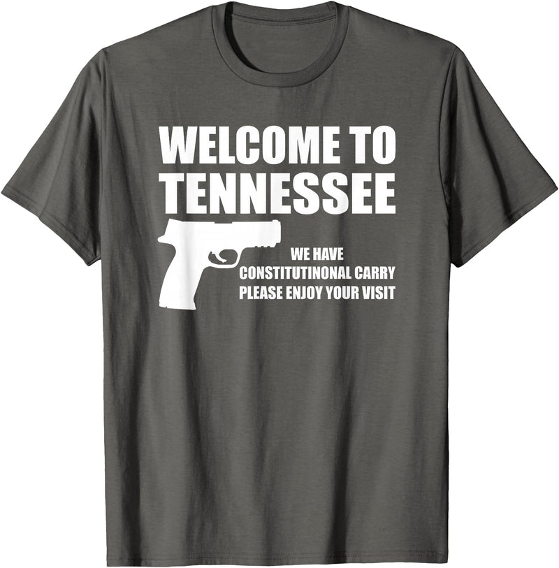 Welcome To Tennessee Bear Arms Gifts Welcome To Tennessee Pro Gun T-Shirt - Asphalt Grey