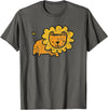 Animal Collection. Cute Lion Shirt Funny Kids Animal Drawing T-Shirt - Asphalt Grey