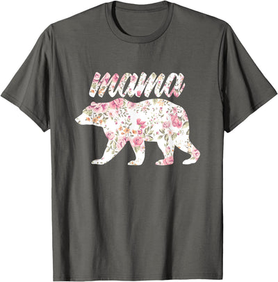 Mama Bear Floral , Watercolor, Floral Mama T-Shirt