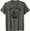 Exteevaganza Safety Third Cowboy Riding Bear Humorous Graphic T-Shirt - Asphalt Grey