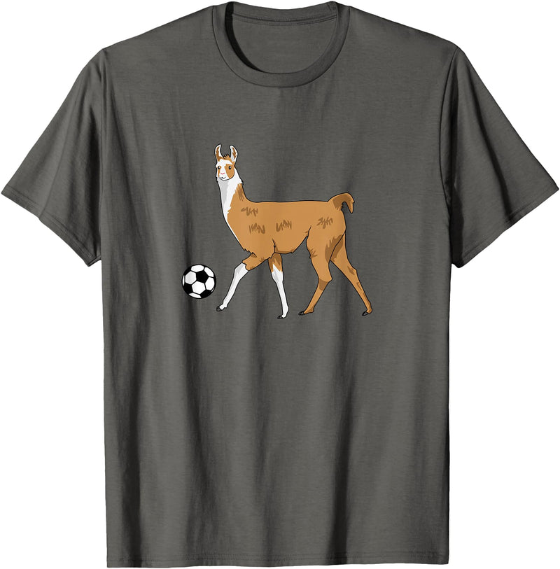 Cute Soccer Llama Tees Soccer Llama Futbol Llama T-Shirt - Asphalt Grey
