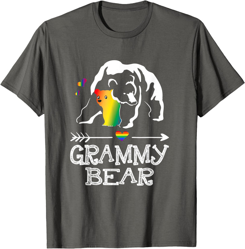 Proud Mom LGBT Pride Tee Grammy Bear Grammy Bear Proud Mom Rainbow Flag LGBT Pride T-Shirt - Asphalt Grey