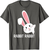 Rabbit First Day of the Month Good Luck Phrase T-Shirt in Asphalt Grey