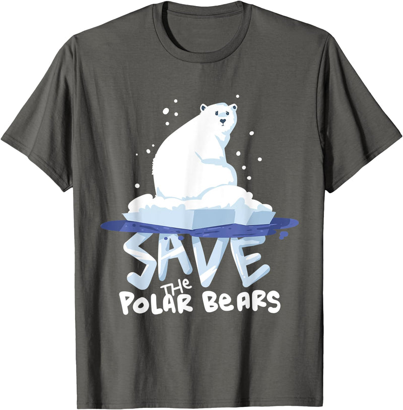 Polar Bears T-Shirts Tee Save The Polar Bears T-Shirt Save Animals Shirt Gift. T-Shirt - Asphalt Grey
