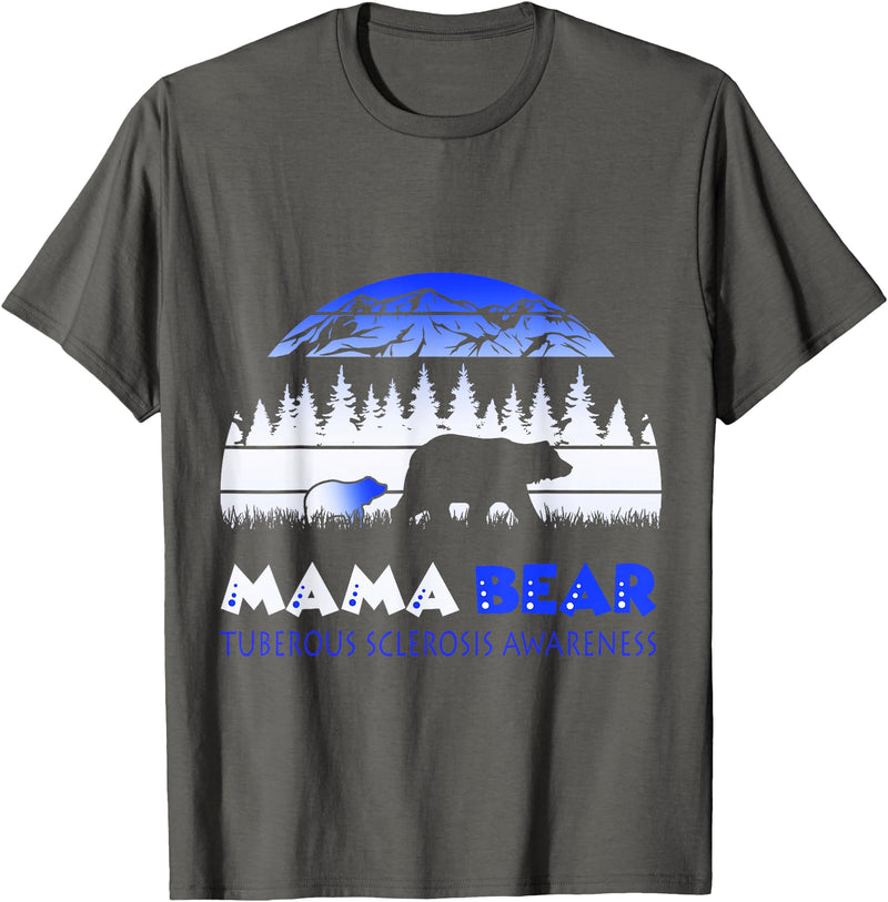 Mama Bear Retro Tuberous Sclerosis Awareness T-Shirt - Asphalt Grey