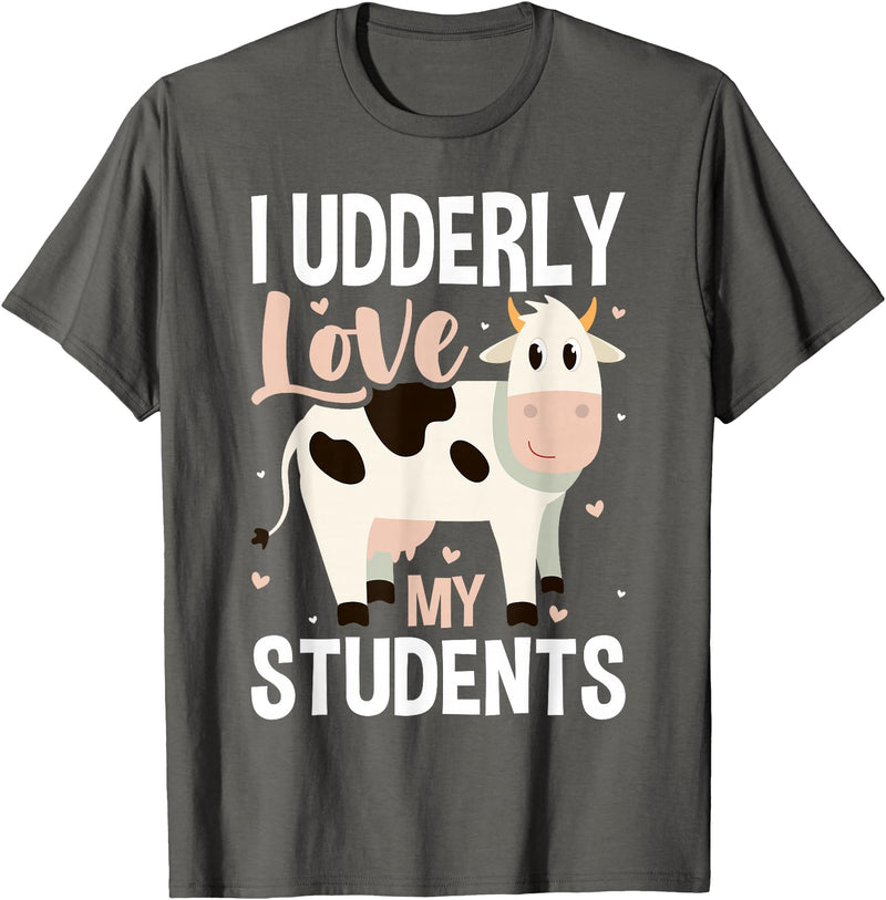Cow Lover Gift Co. Cow Teacher Lover T-Shirt - Asphalt Grey