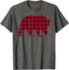 Christmas Family Matching Gift by AAM Red Plaid Bear Christmas Matching Buffalo Family Pajama T-Shirt - Asphalt Grey