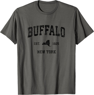 Cow Buffalo New York Ny Vintage Sports Design Black T-Shirt