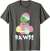Easter Egg Hunter Dinosaur Dino Easter T-Rex Rabbit Bunny T-Shirt in Asphalt Grey