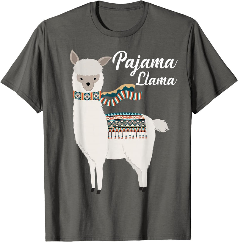 Llama Pajamas GA Cute Pajama Llama Bed Time T-Shirt Llama Pajama T-Shirt - Asphalt Grey