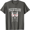Pun Llama Animal Math Teacher Math No Prob llama Alpaca My Calculator Funny Pun Teacher T-Shirt - Asphalt Grey