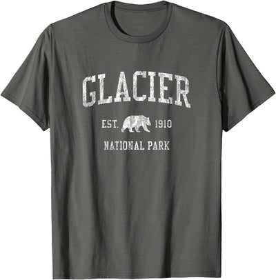 Glacier National Park T-Shirt Vintage Sports Design Tee T-Shirt