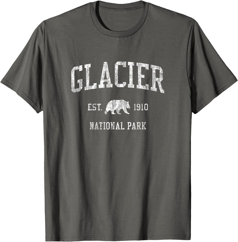 Jim Shorts Glacier National Park T-Shirt Vintage Sports Design Tee T-Shirt - Asphalt Grey