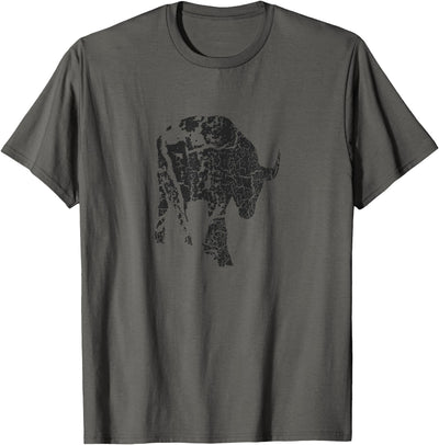 Cow Buffalo Distressed Print Vintage Buffalo T-Shirt