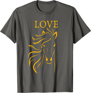 I Love Horses Shirts and Gifts Women and Girls Stylish Love Horse Head T-Shirt - Asphalt Grey