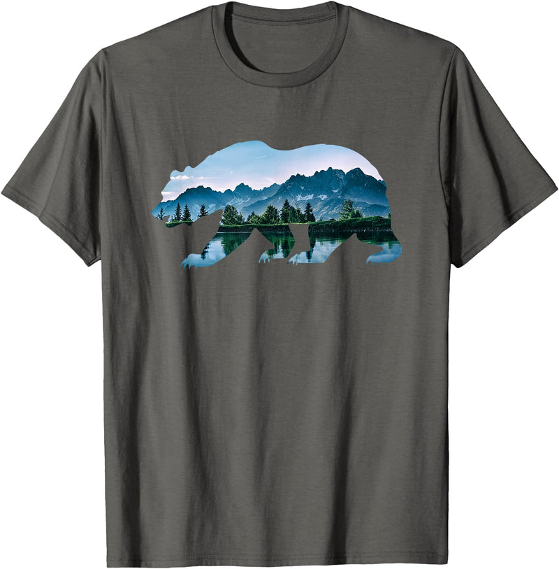 Retro National Park Shirts Bear Vintage National Park Bear Wildlife Mountains T-Shirt - Asphalt Grey