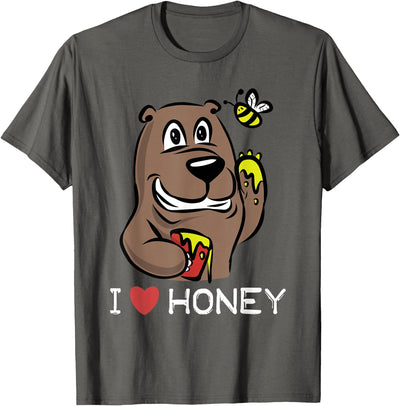 I Love Honey Bear and Bee Eating T-Shirt