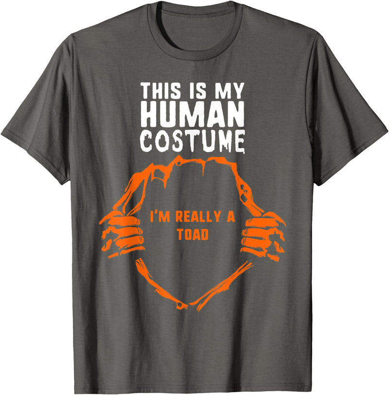 Halloween Costume by Marcus4 Tees Co. This Is My Human Costume I'm Really A Toad Halloween Kids T-Shirt - Asphalt Grey