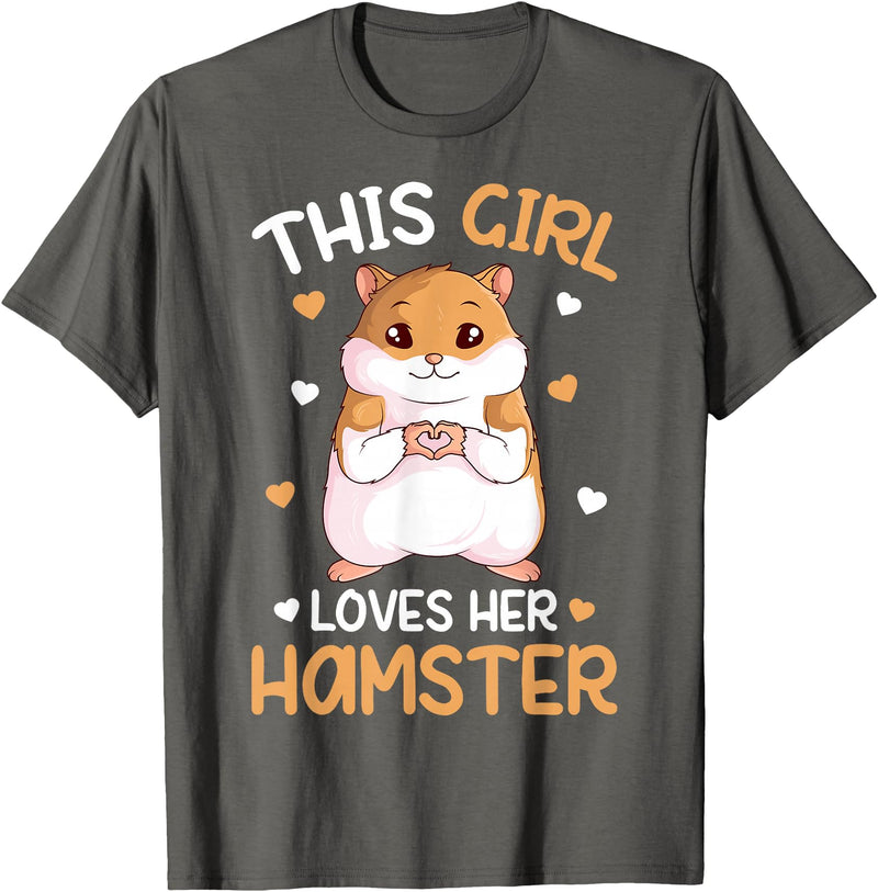 This Girl Loves Her Hamster Hammy Girls Hamster Lover T-Shirt - Asphalt Grey