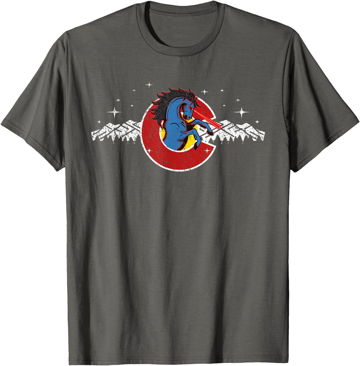 Colorado Underground Colorado Blucifer Demon Horse T-Shirt - Asphalt Grey