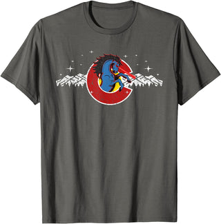 Colorado Underground Colorado Blucifer Demon Horse T-Shirt - Asphalt Grey