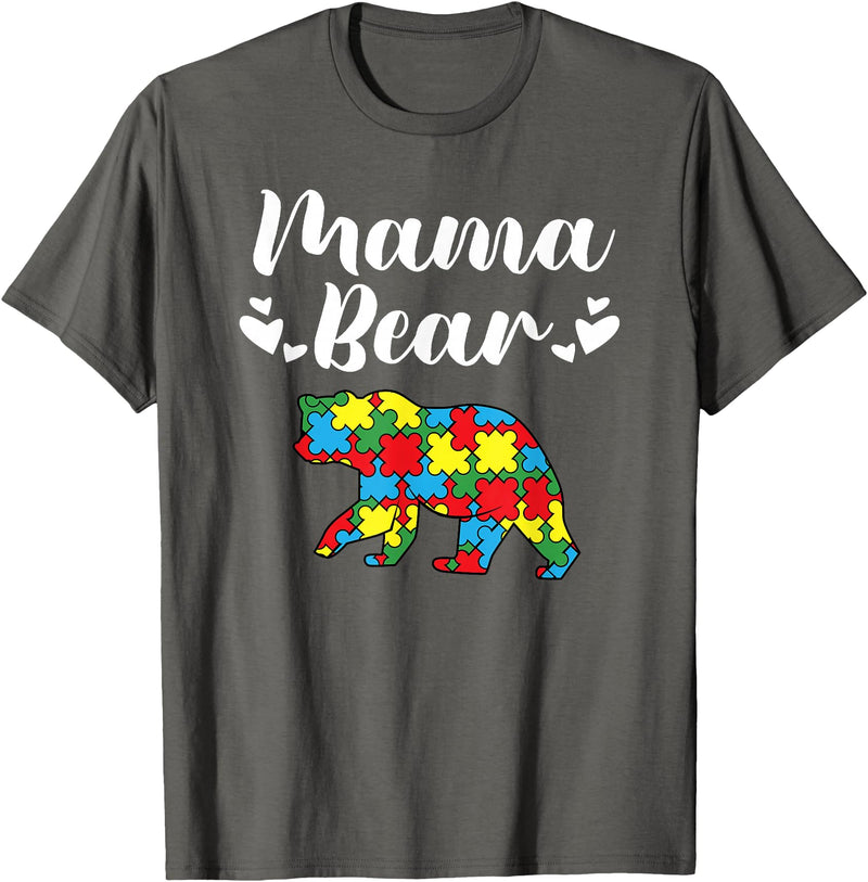 Mama Bear Autism Awareness Mom Puzzle Clothing Co Autism Awareness Mama Bear Proud Autistic Mom T-Shirt - Asphalt Grey
