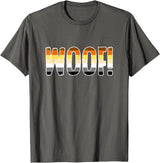 "WOOF!" Gay Bear Pride Flag Text T-Shirt