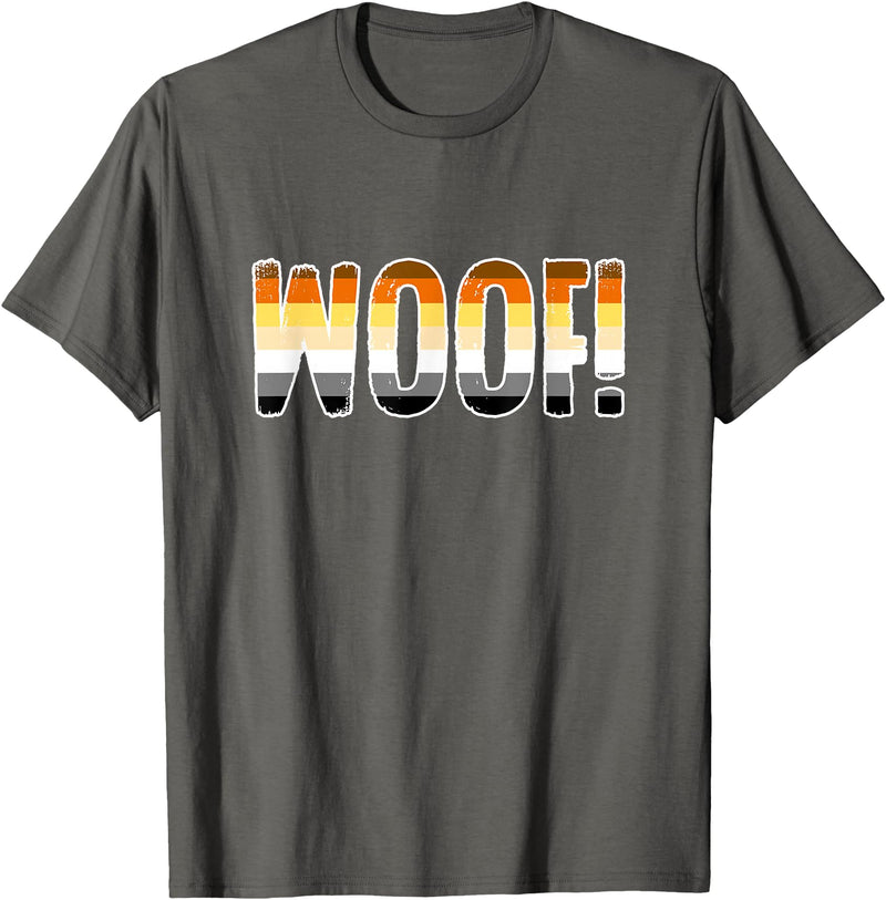 Gay Bear Apparel Woof! - Funny Gay Pride Bear T-Shirt - Asphalt Grey