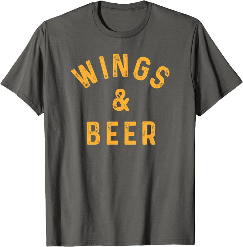 Threadrock Wings & Beer Funny Buffalo Chicken Lover Beer Drinker T-Shirt - Asphalt Grey