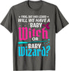 Halloween Gender Reveal Apparel Witch Or Wizard Gender Reveal Baby Shower Party Celebration T-Shirt - Asphalt Grey