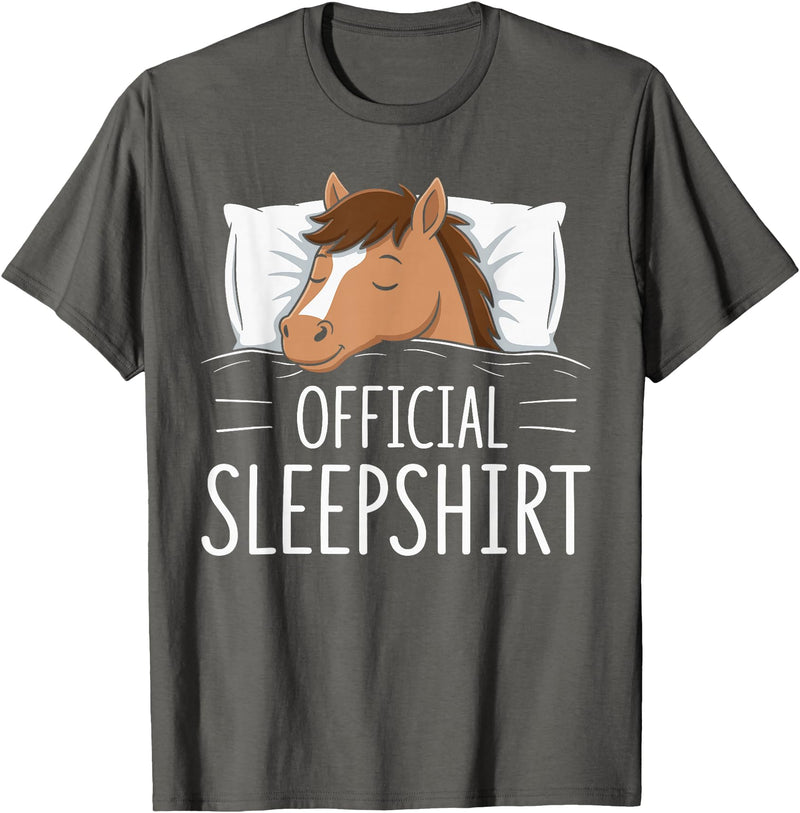 Nightgown Pajama Animals Designs & Gift Ideas Official Sleepshirt Sleeping Horse Lovers Pajama T-Shirt - Asphalt Grey