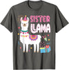 Family Matching Llama Birthday Party Supplies Sister Llama Sister Of The Birthday Llama Birthday T-Shirt - Asphalt Grey