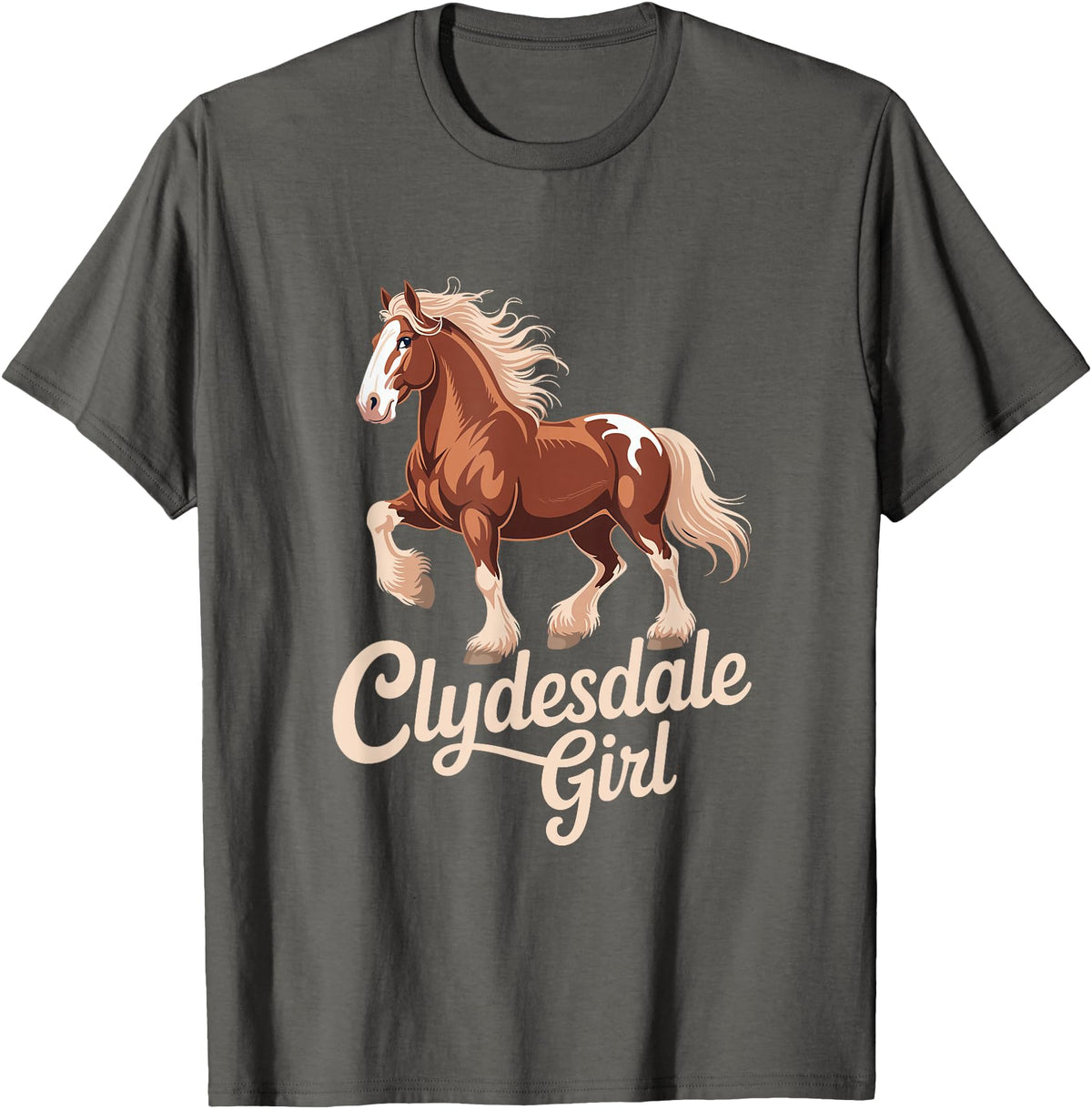Clydesdale Horse Lovers Club Clydesdale Girl Vintage Horse Equestrian T-Shirt - Asphalt Grey