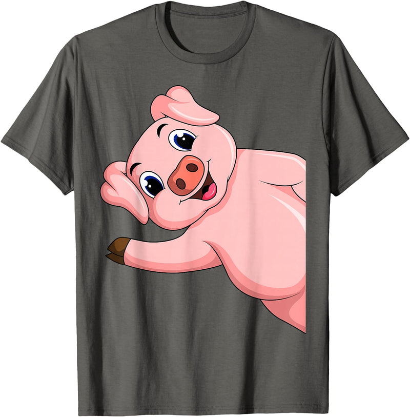 Funny Pig Lover & Owner Gift Ideas Pig Swine Kids Boys Girls Women T-Shirt - Asphalt Grey