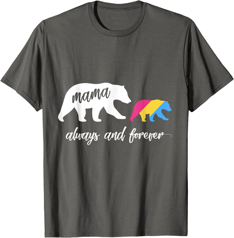 Cute Pansexual and Bisexual Mama Gift Tee Cute Pansexual Mama Bear T-Shirt - Asphalt Grey