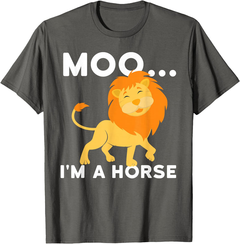 Funny Lion Shirts Moo I'm a horse - lion T-Shirt - Asphalt Grey