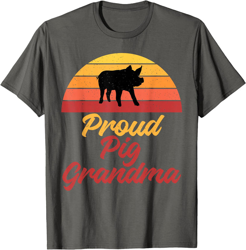 Pig Lover Gifts & Accessories Proud Pig, Grandma, Pig Holder, Pig Holder, Pig Dog, Grandma T-Shirt - Asphalt Grey