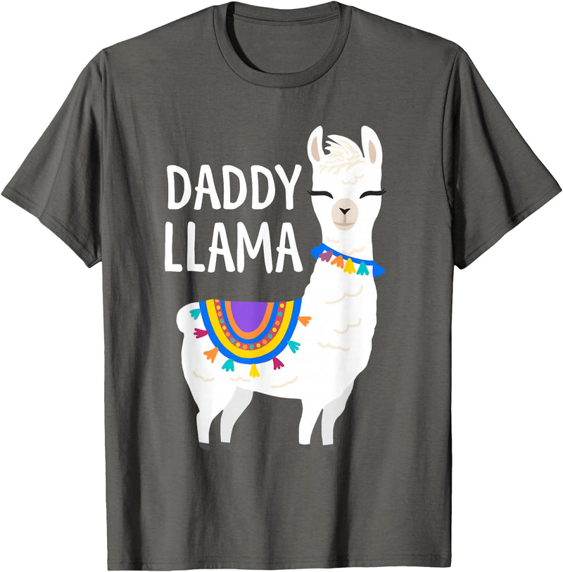 Birthday Llama Shirts Gift Daddy Llama Funny Father's Day Shirt Men, Dad, Dad Birthday T-Shirt - Asphalt Grey