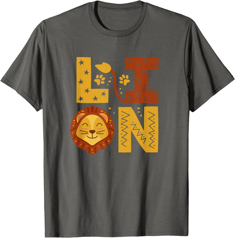 SHIRTSIDE Lion Lion Wild Animal Lover T-Shirt - Asphalt Grey
