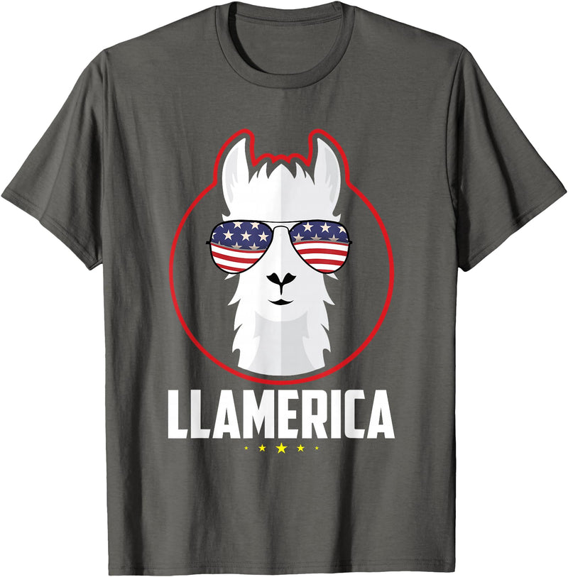Cool Llama - Zoo - Wildlife Stuff Llamerica Llama T-Shirt - Asphalt Grey
