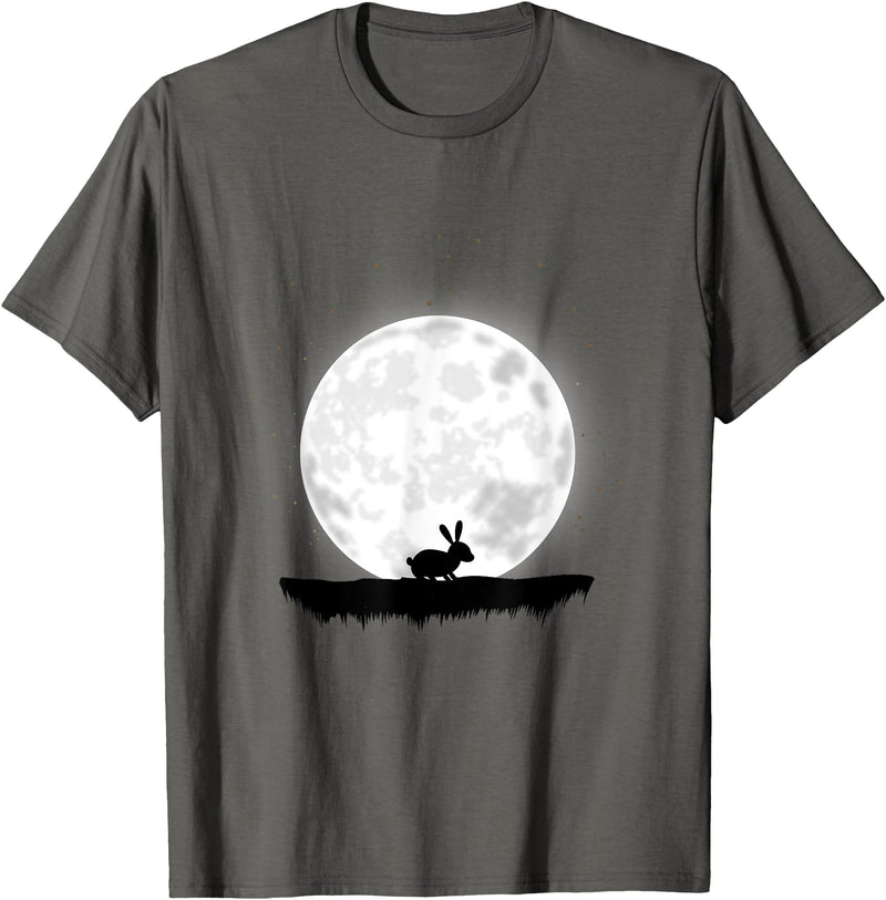 Rabbit in Moon and Moonlight T-Shirt in Asphalt Grey