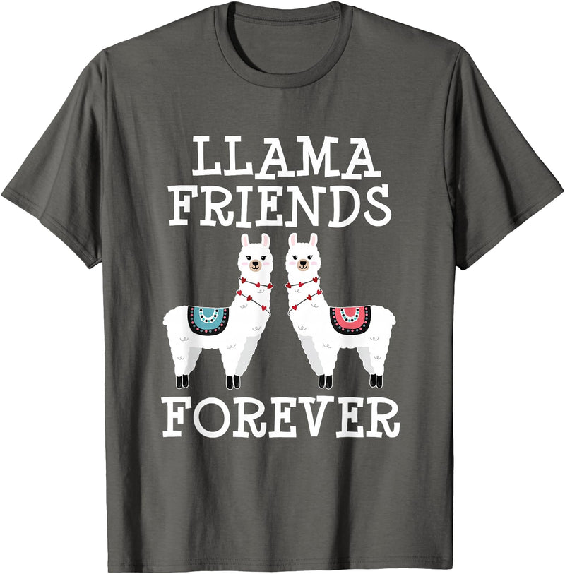 Llama Friendship Girls Llama Friends Girls Women Llama Friendship T-Shirt - Asphalt Grey