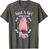Cool Animal Farmers Year Of Pig Women Girl Designs Funny Just A Girl Who Loves Pigs Gift | Cute Mini Piggy Kids T-Shirt - Asphalt Grey