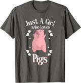 Cool Animal Farmers Year Of Pig Women Girl Designs Funny Just A Girl Who Loves Pigs Gift | Cute Mini Piggy Kids T-Shirt - Asphalt Grey
