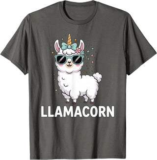 Funny Llamacorn Lover Llama Design Llamacorn Funny Llama Unicorn For Girls Kids Lover Llamacorn T-Shirt - Asphalt Grey