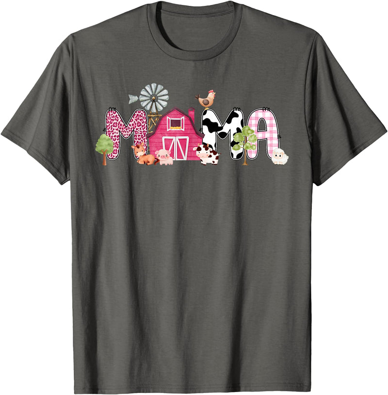 Farm Cow Gender Reveal First Birthday Family Mama Farm Animal Birthday 1st Family Matching Party Mom T-Shirt - Asphalt Grey
