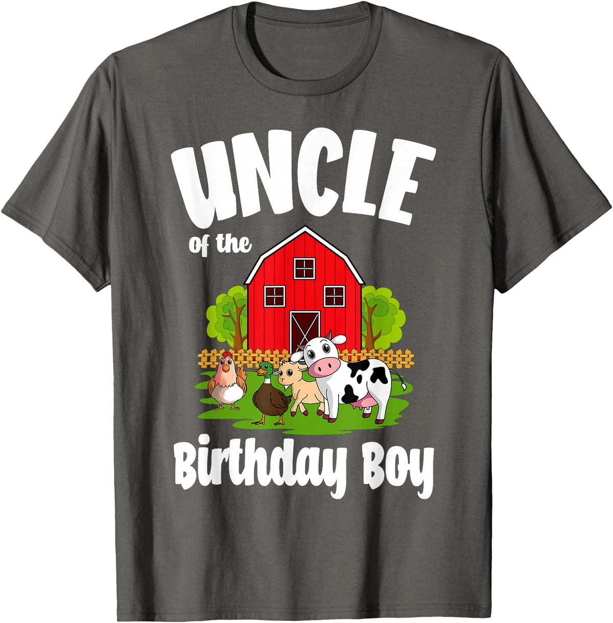 Birthday Boy Farm Animal Theme Uncle Of The Birthday Boy Farm Animal Bday Party Celebration T-Shirt - Asphalt Grey