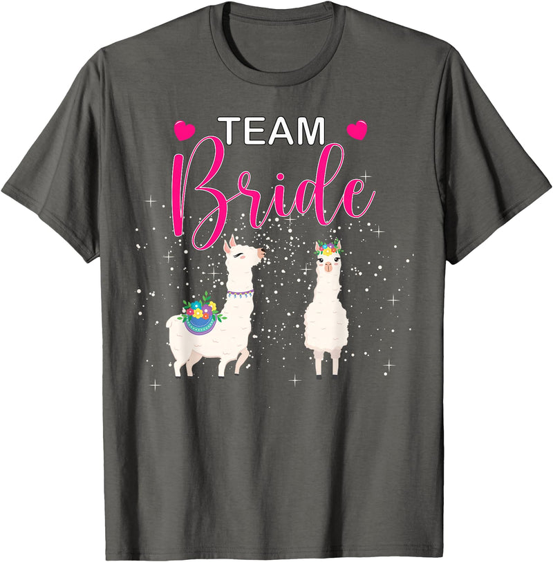Mrs Bachelorette Engagement Bride Wedding Party Team Bride Alpaca Llama Bachelorette Groom Married Engage T-Shirt - Asphalt Grey