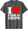 I Love Food Shirts Collection I Love Fish And Chips, I Heart Fish And Chips T-Shirt - Asphalt Grey